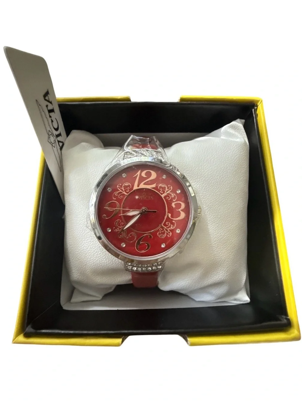 NEW Invicta Women’s Crystal Red Strap Alice In Wonderland Vibe Statement Glam